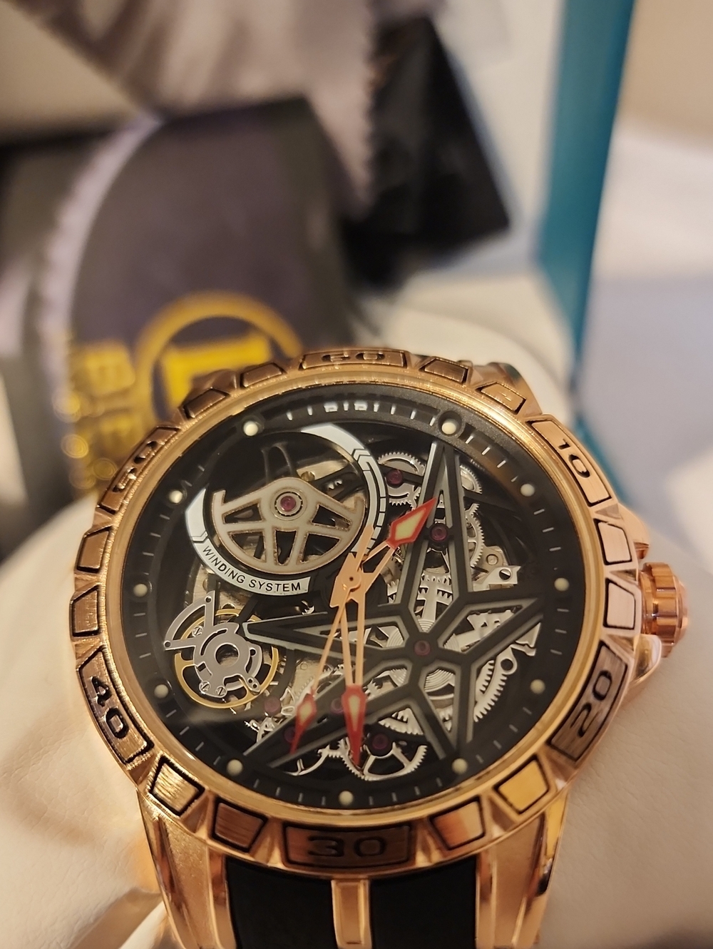 BiBi Rose Gold Case Watch with Black Strap